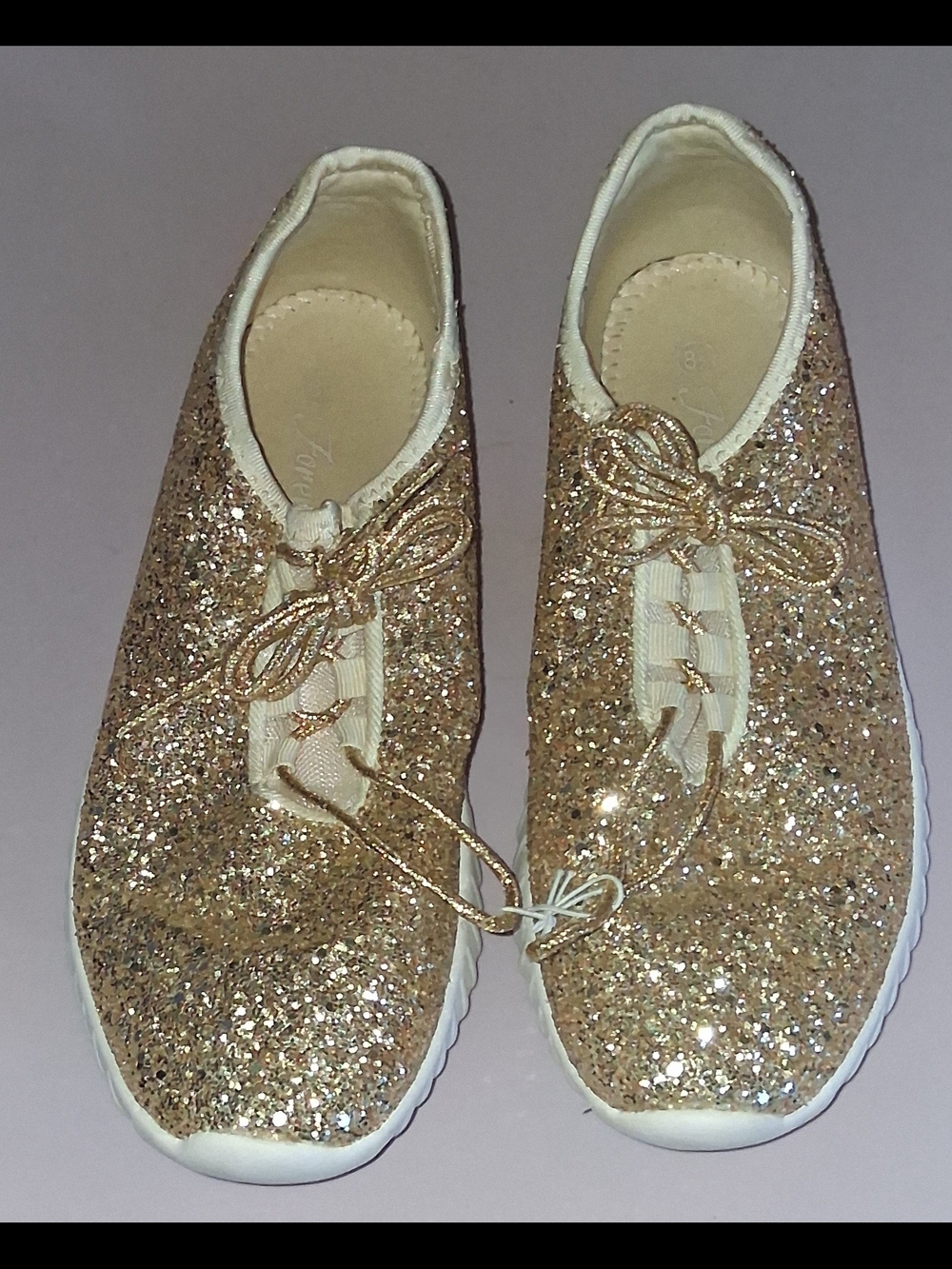 Forever 21 Women's Glitter Lace-Up Sneakers - Gold
